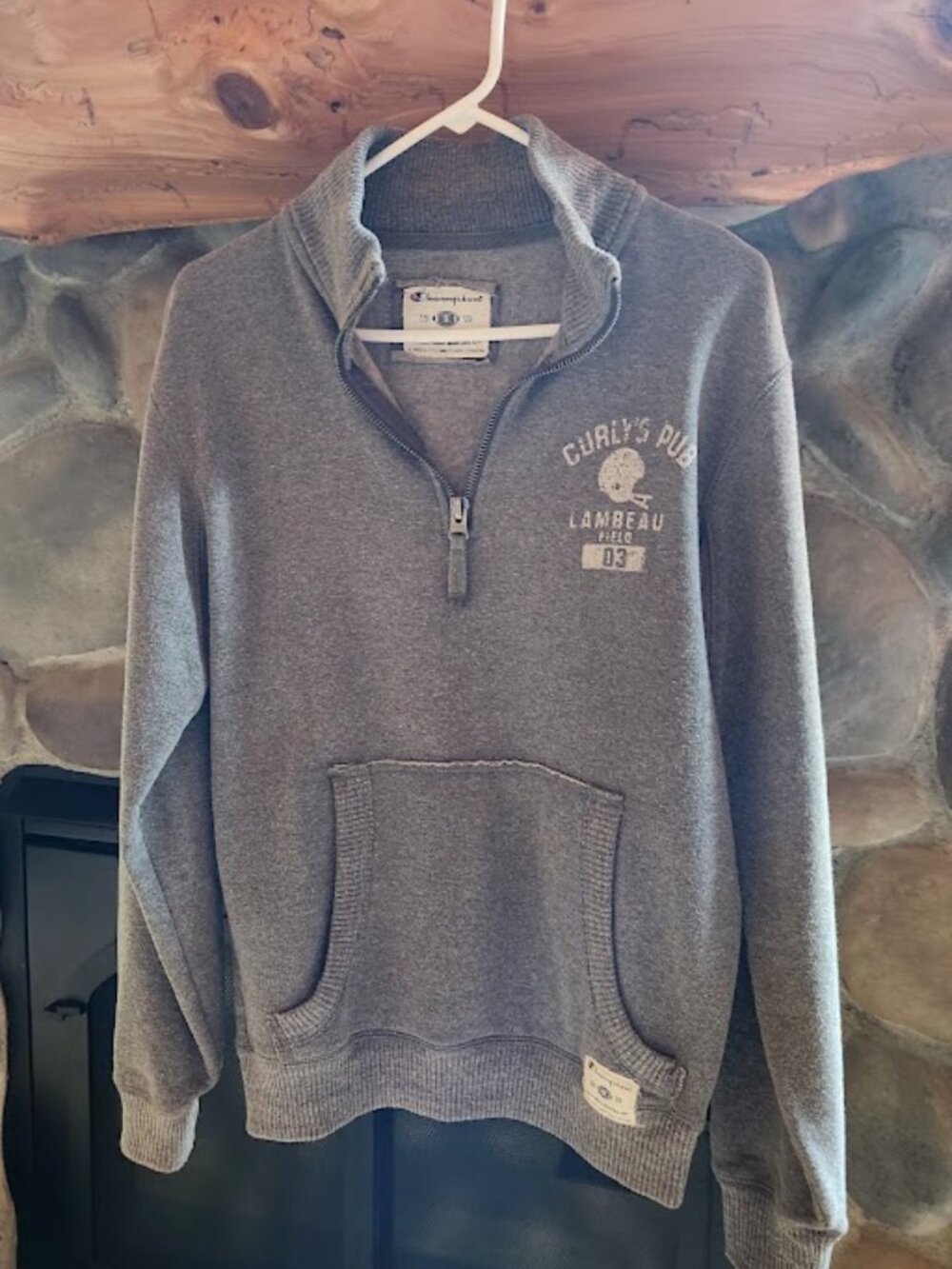 Vintage Curly's Pub Lambeau Field Quarter-Zip Sweatshirt | Rare Collectible | He